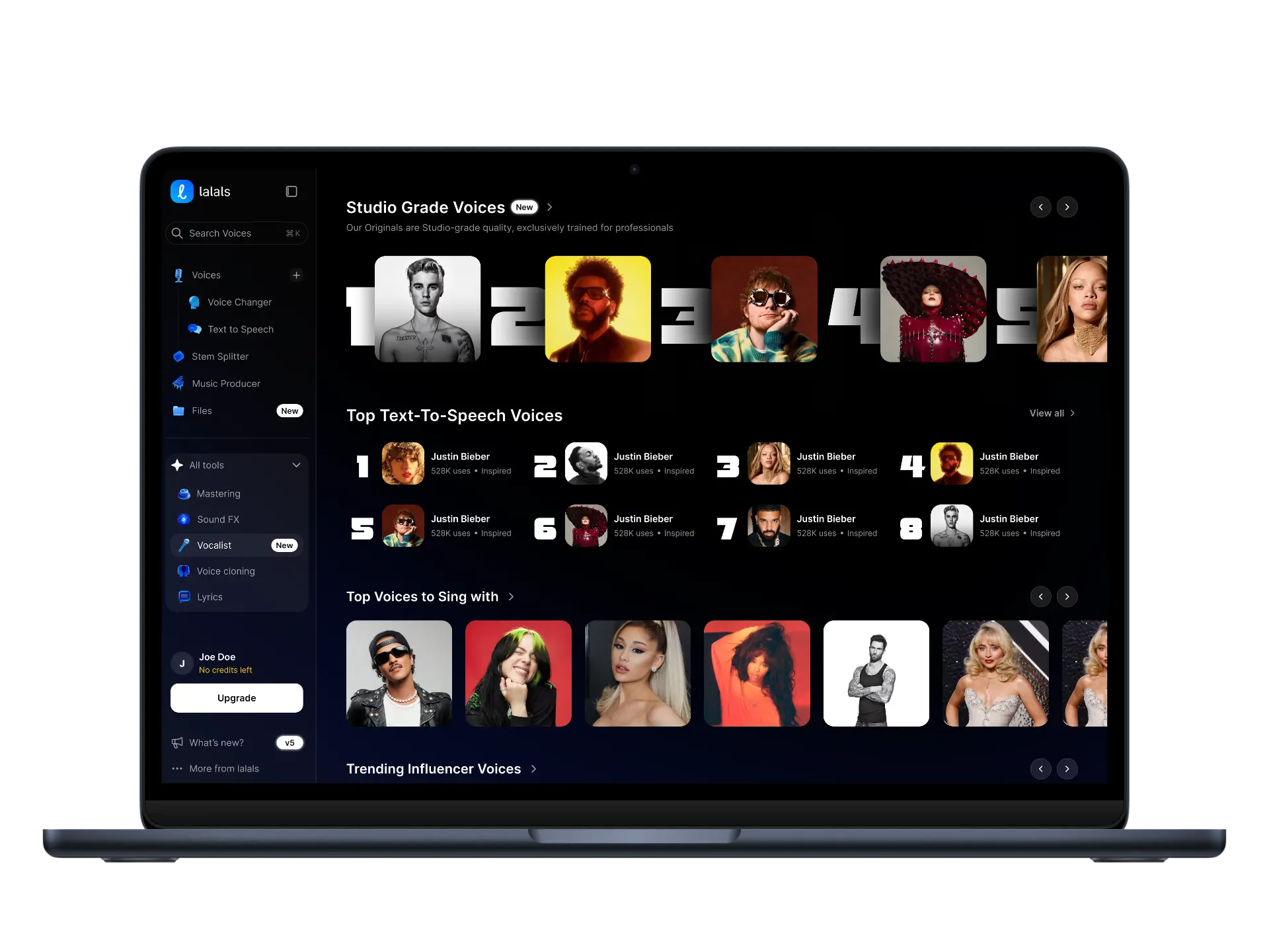 Lalals platform mockup